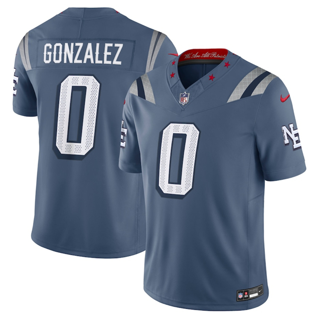 Men's New England Patriots #0 Christian Gonzalez 2025 F.U.S.E. “Rivalries” Vapor Limited Stitched Football Jersey